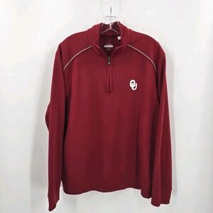 Cutter & Buck OU Oklahoma Sooners 1/4 Zip Pullover Men's Size Large Jacket Red